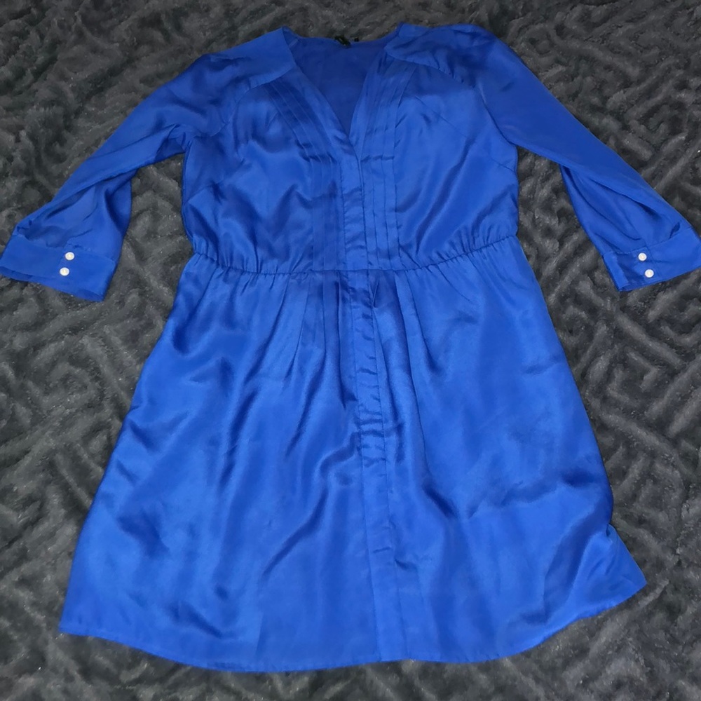 Cute blue rayon dress 3/4 sleeves elastic waist